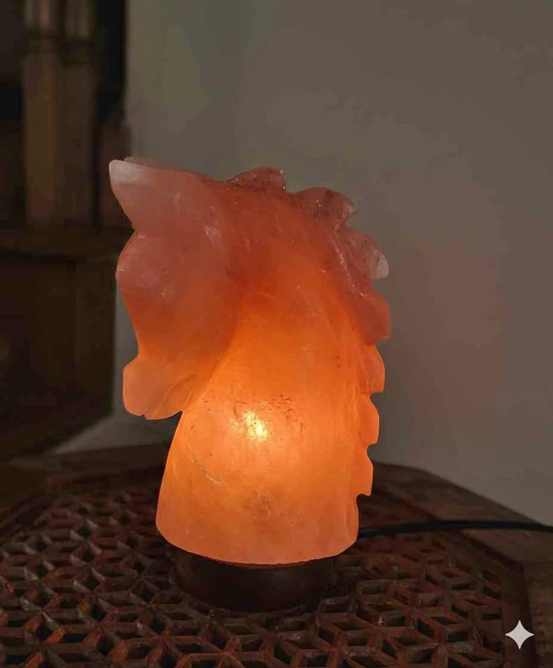 Rare Horse Head Carved Himalayan Salt Lamp – Equestrian Decor