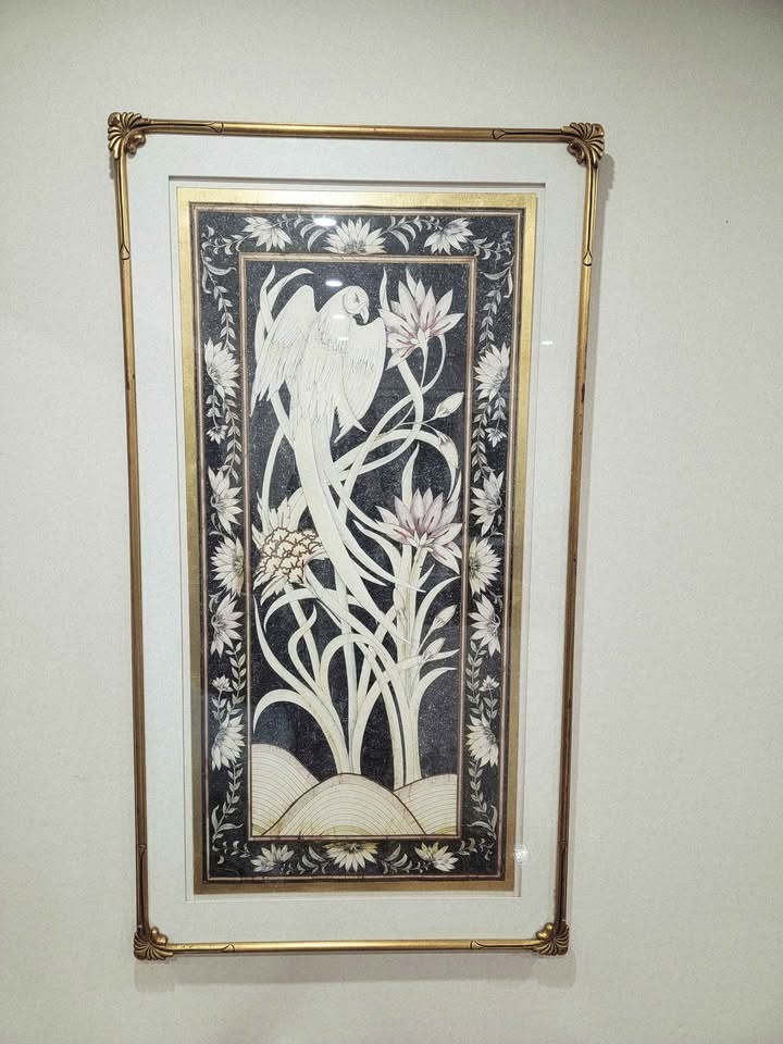 Set of 2 Gold Framed Bird & Floral Wall Art - photo 3