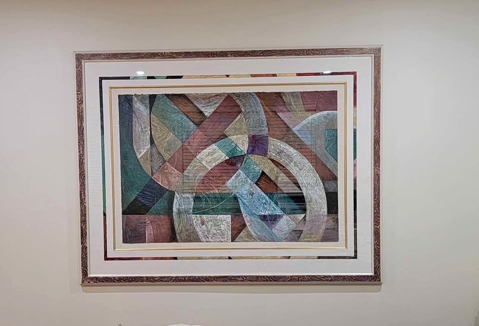 Large Framed Abstract Geometric Artwork (60"x56")