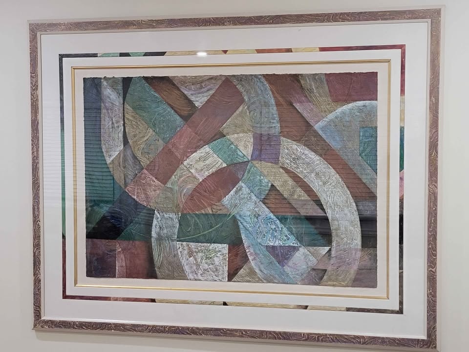 Large Framed Abstract Geometric Artwork (60"x56") - photo 2