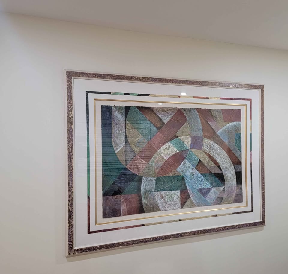 Large Framed Abstract Geometric Artwork (60"x56") - photo 3