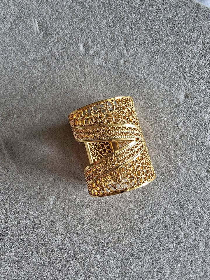 New Colombian Filigree Adjustable Ring – Silver with Gold Platin