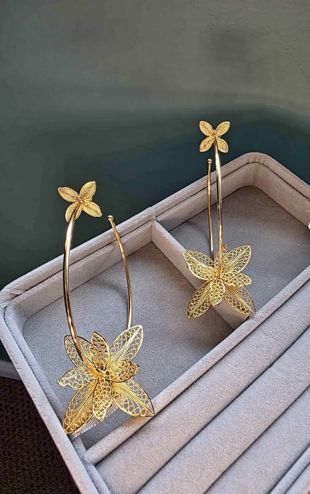 New Colombian Filigree Earrings – Silver with Gold Plating