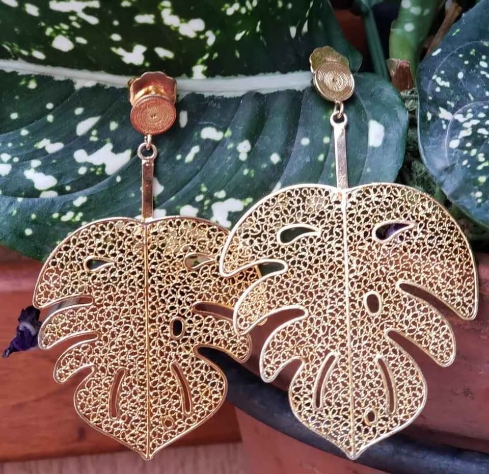 New Colombian Filigree Earrings – Silver with Gold Plating - photo 2