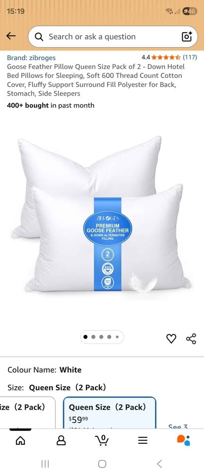 ZIBROGES Goose Feather Pillow - Queen Size - photo 3