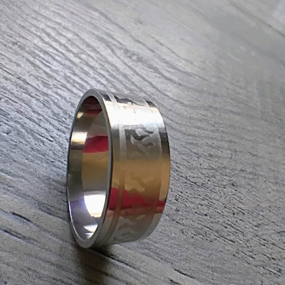Flame themed silver stainless steel ring - photo 4