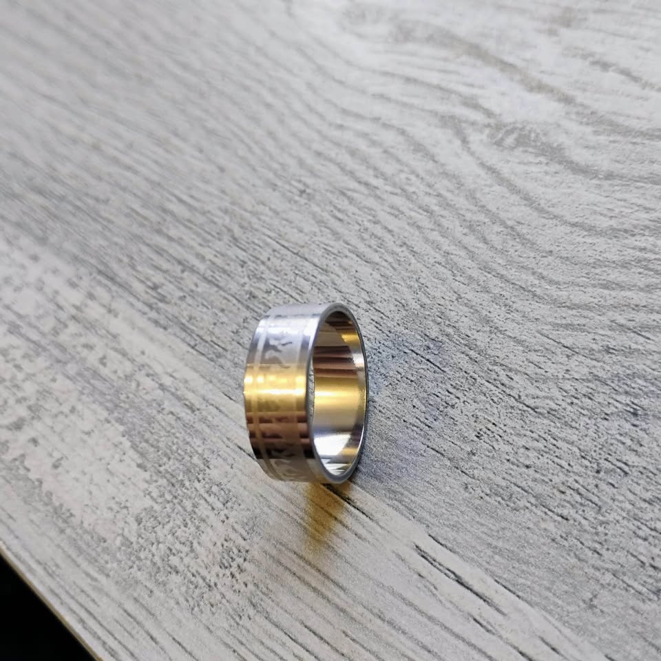 Flame themed silver stainless steel ring - photo 5