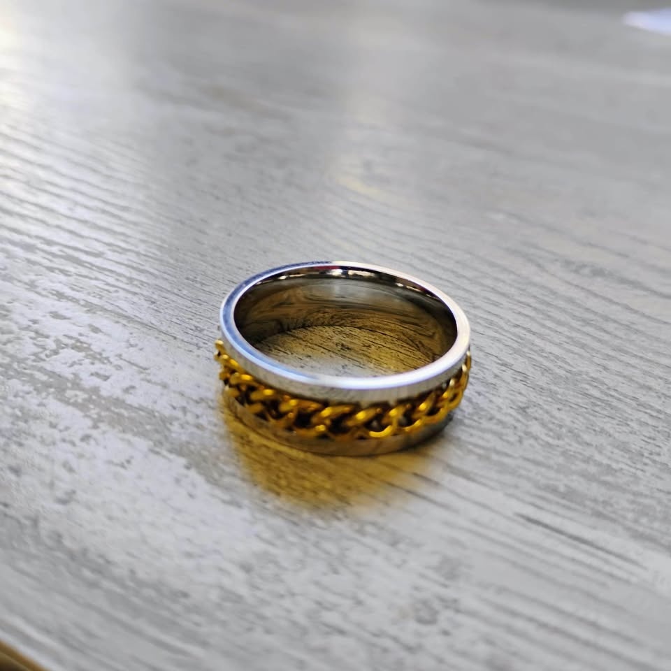 Gold Chain & Silver Stainless Steel Men's Ring - photo 2