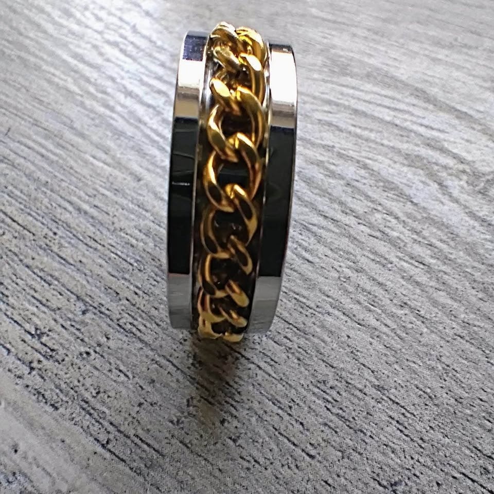 Gold Chain & Silver Stainless Steel Men's Ring - photo 3