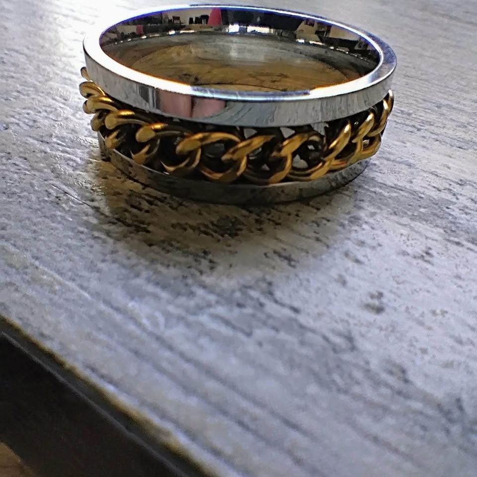 Gold Chain & Silver Stainless Steel Men's Ring - photo 5