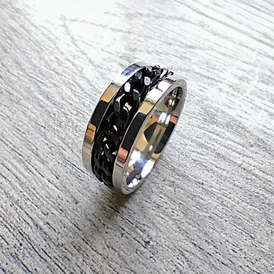 Black and silver men’s ring