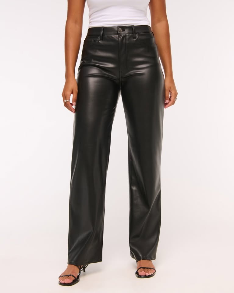 A&F Curve Love High Rise 90s Relaxed Vegan Leather Pant - photo 2