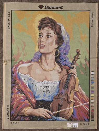 Needlepoint Tapestry Canvas C921 - Gypsy Girl w/ Violin (24"x32"