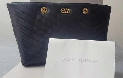 Stuart Weitzman Janine Nappa Leather Black Shoulder Bag Tote