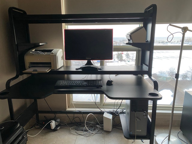 Computer Workstation Desk with Shelves – Black - photo 2
