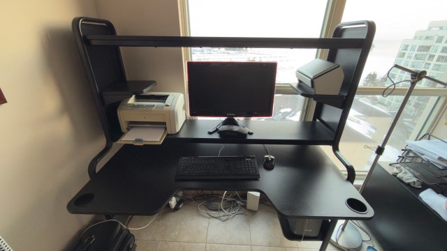Computer Workstation Desk with Shelves – Black - photo 3