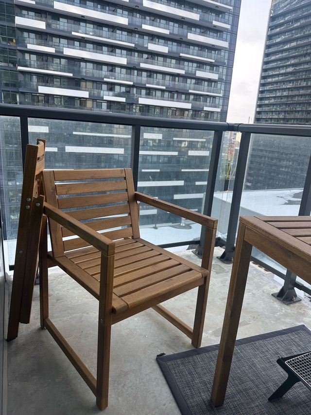 Set of 3 - Wooden Table and 2 Chairs - photo 3
