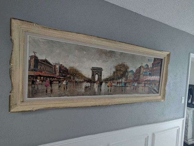 Painting of Paris France 67 x 27"