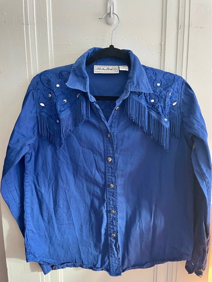 Vintage Cobalt Blue Western Button Down