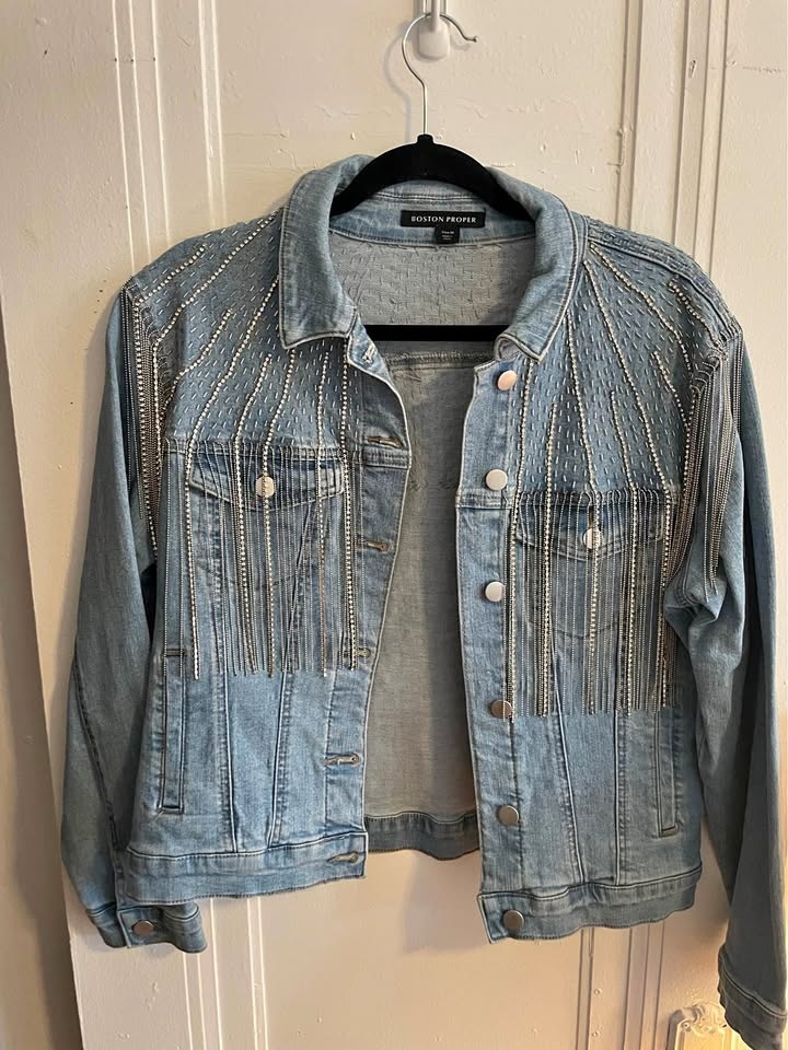 Studded Fringe Denim Jacket