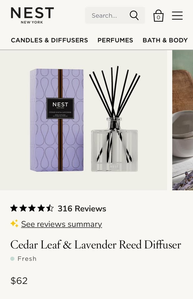 Nest Cedar Leaf and Lavender Reed Diffuser - photo 3