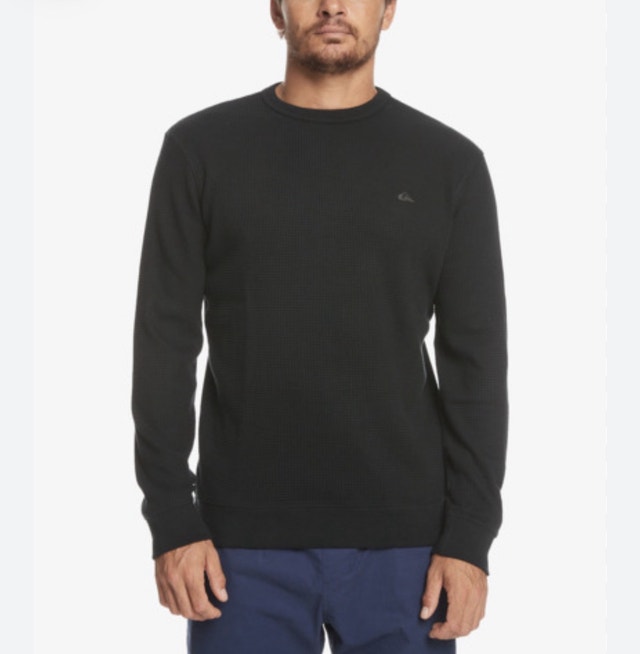 Brand New Quiksilver Flanders Waffle Long Sleeve Sweater - Navy