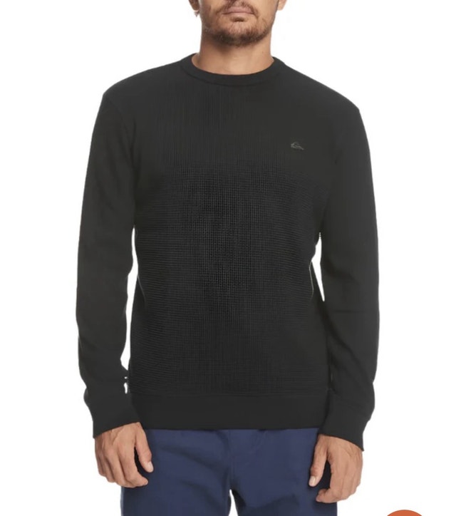 Brand New Quiksilver Flanders Waffle Long Sleeve Sweater - Navy - photo 2