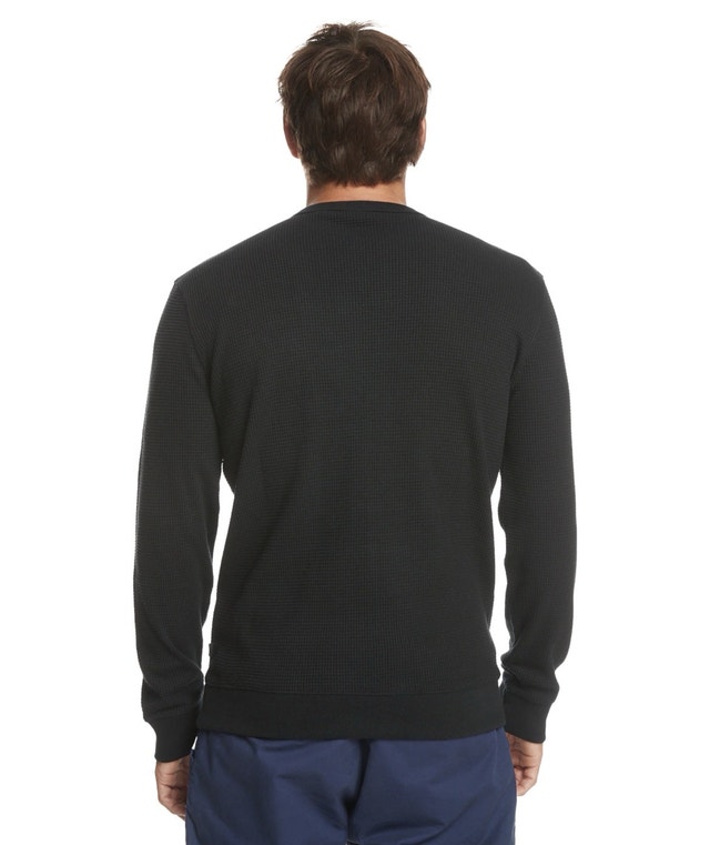Brand New Quiksilver Flanders Waffle Long Sleeve Sweater - Navy - photo 3