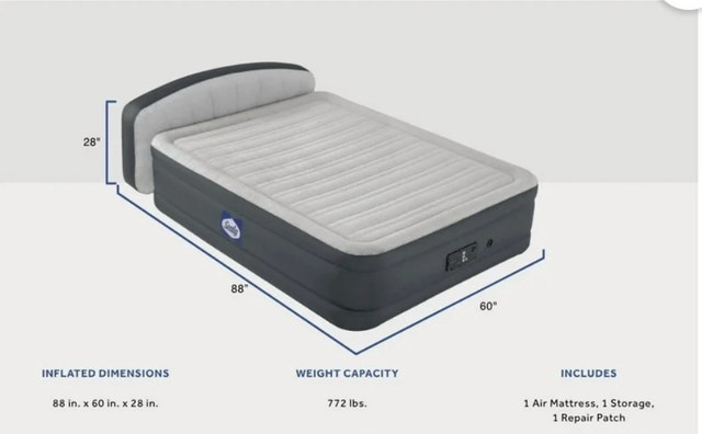Sealy Queen Air Mattress with Headboard & Pump - photo 3