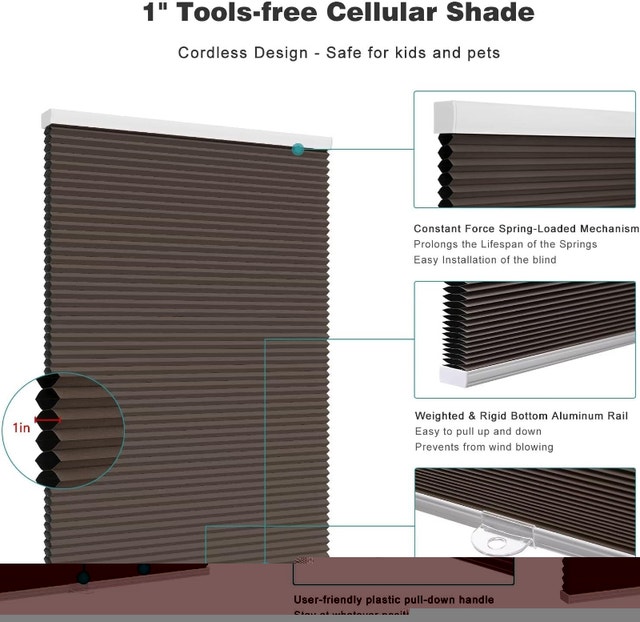Brand New Changshade Cellular Cordless Blackout Shades - Taupe - photo 3