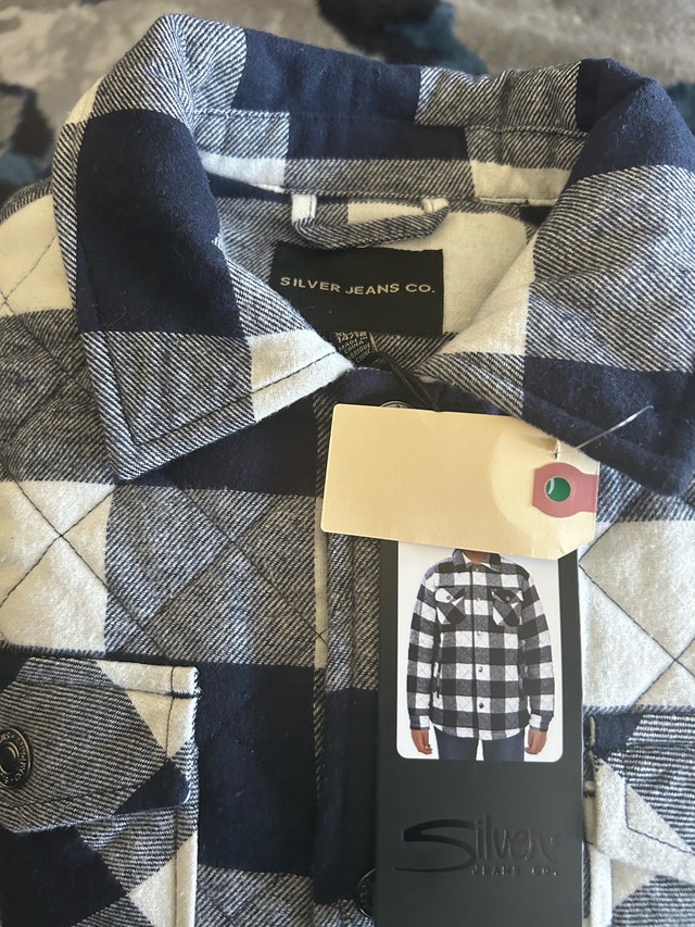 Silver Jeans Co. Youth Blue Plaid Lined Jacket - Size 7 - photo 3