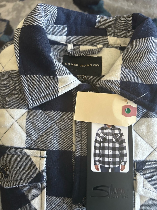 Silver Jeans Co. Youth Blue Plaid Lined Jacket - Size 7 - photo 4