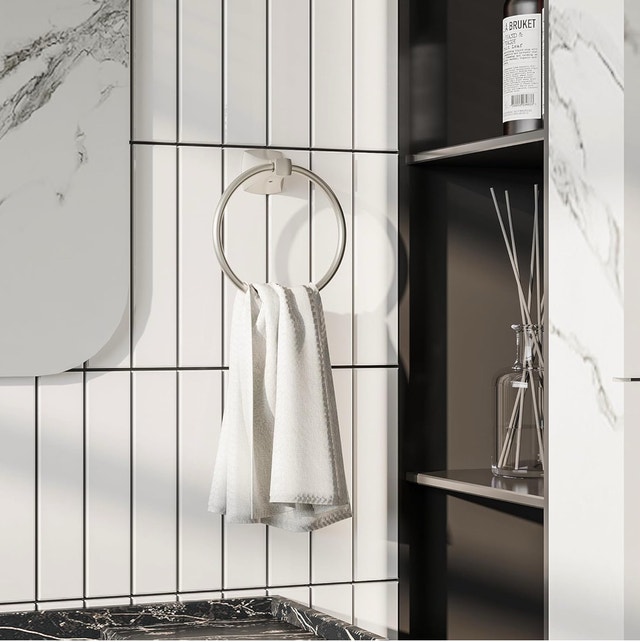 Bath Styles Bathroom Kitchen Towel Holder Ring - Brushed Nickel - photo 3