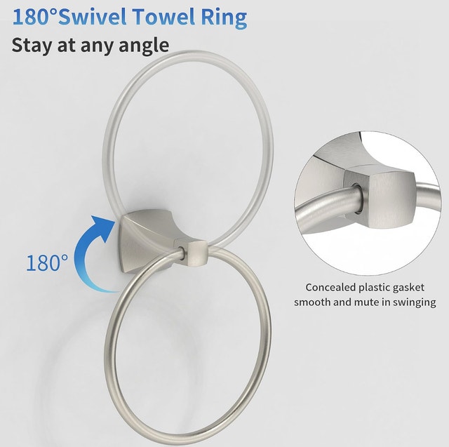 Bath Styles Bathroom Kitchen Towel Holder Ring - Brushed Nickel - photo 5