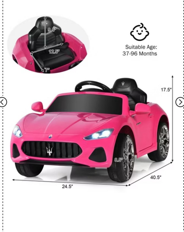 Brand New Maserati Kids Ride-On Car - Pink - photo 4