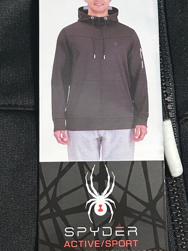 Brand New Spyder Active Men’s Hooded Full Zip Jacket - Black