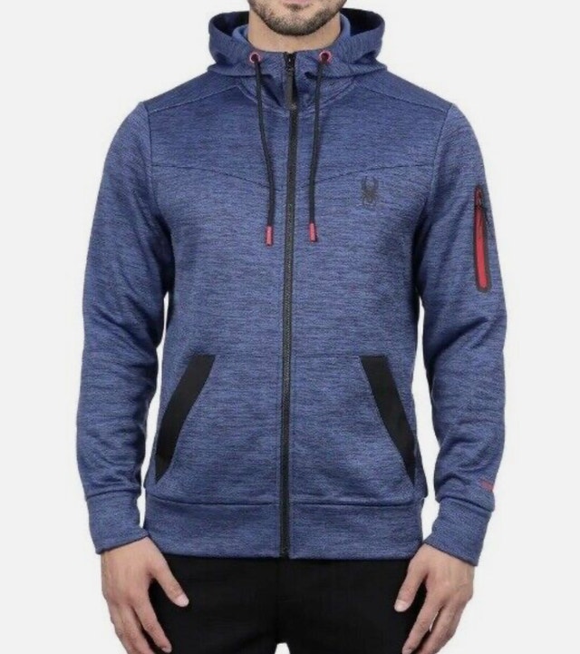 Brand New Spyder Active Men’s Hooded Full Zip Jacket - Navy Blue