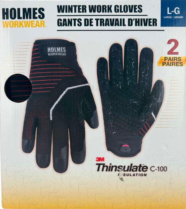 Holmes Workwear Black Red Winter Work Gloves: 2 Pairs - photo 2