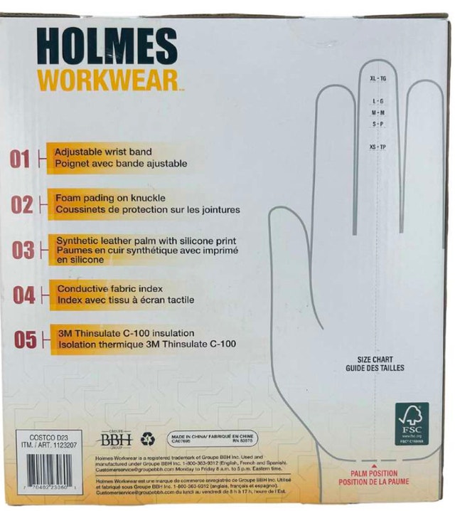 Holmes Workwear Black Red Winter Work Gloves: 2 Pairs - photo 3