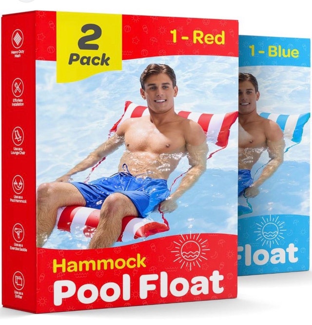 Brand New 2-Pack Hammock Pool Floats - Red & Blue