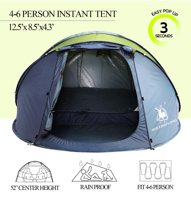 4-6 Person Family Weatherproof Camping Hiking Pop-up Tent - photo 2