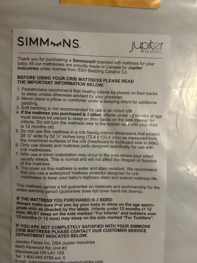 Brand New Simmons Kids Jupiter 2-Sided Crib Mattress - photo 4