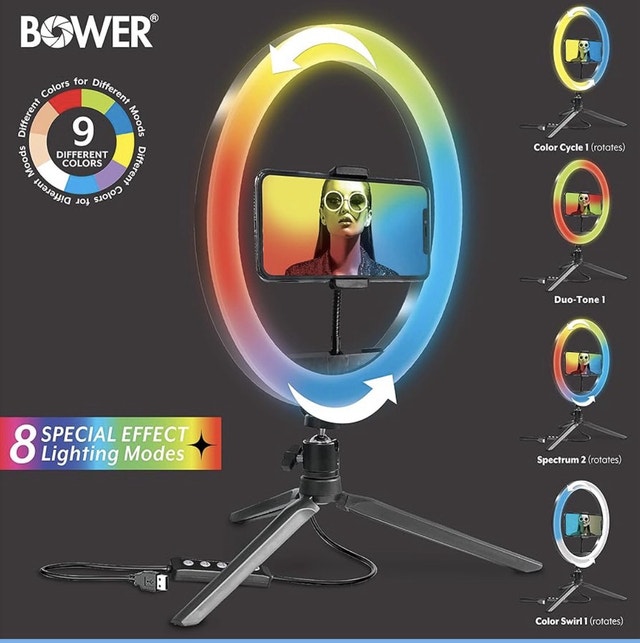 Bower RGB Ring Light with Phone Holder & Tripod - photo 3
