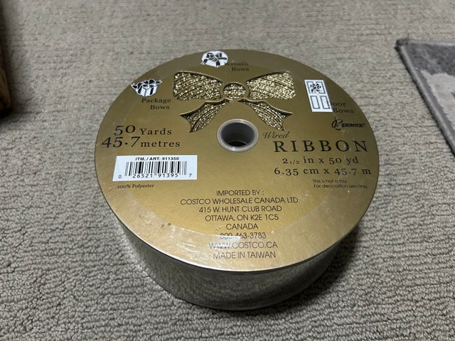 Berwick Gold Wired Ribbon - 50 Yards
