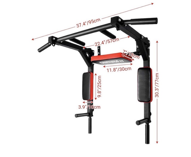 OneTwoFit 2-in-1 Wall Mount Pull Up Bar Dip Station - photo 5