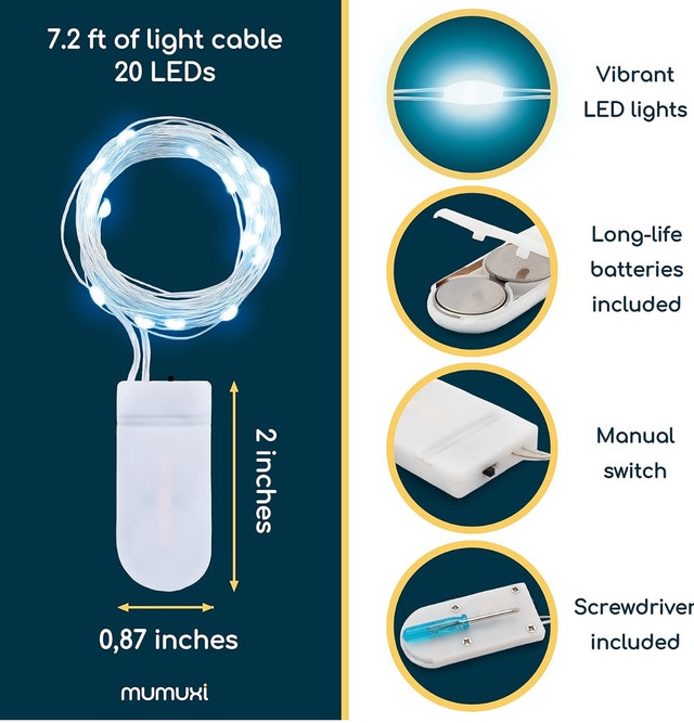 MUMUXI 12 Pk LED Christmas Fairy Lights (Cool-white) - photo 5