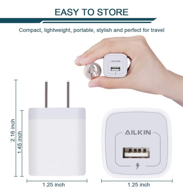 AILKIN USB Charger Wall Plug - 5 Pack - photo 3