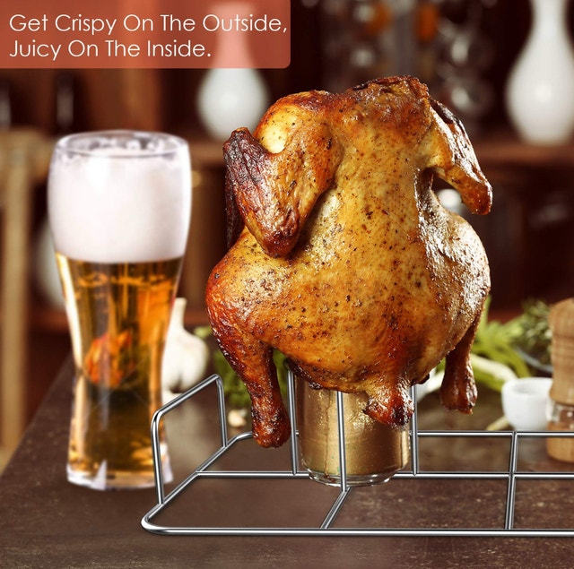 Brand New LuxOrigins Double Beer Can Chicken Roaster + Mitten