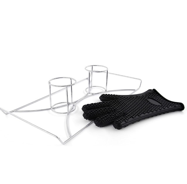 Brand New LuxOrigins Double Beer Can Chicken Roaster + Mitten - photo 2