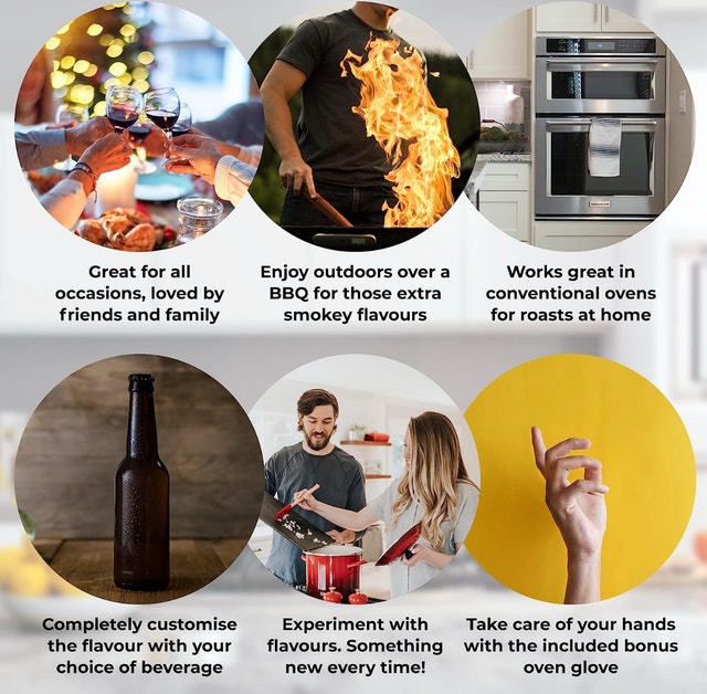 Brand New LuxOrigins Double Beer Can Chicken Roaster + Mitten - photo 5